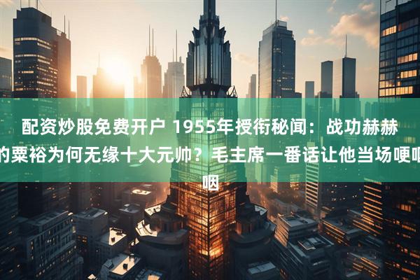配资炒股免费开户 1955年授衔秘闻：战功赫赫的粟裕为何无缘十大元帅？毛主席一番话让他当场哽咽
